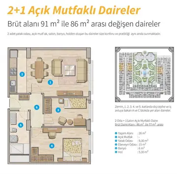 2+1 kat planı