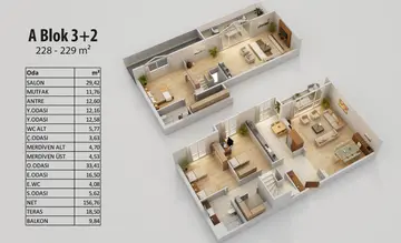 3+2 kat planı
