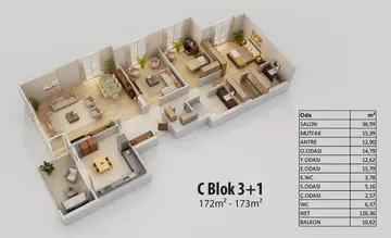 3+1 kat planı