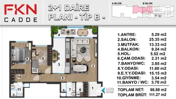 2+1 kat planı
