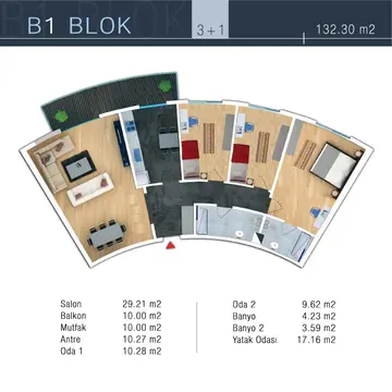 3+1 kat planı