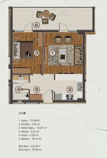 1+1 kat planı