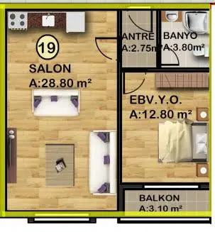 1+1 kat planı