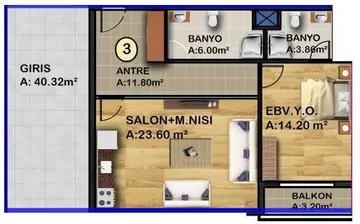 1+1 kat planı