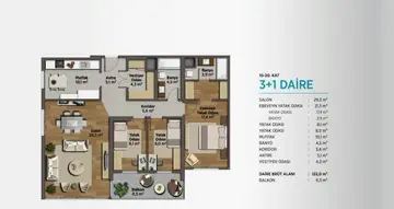 3+1 kat planı