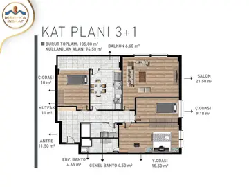3+1 kat planı