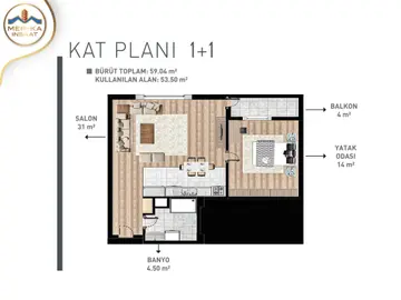 1+1 kat planı