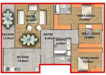 3+1 kat planı