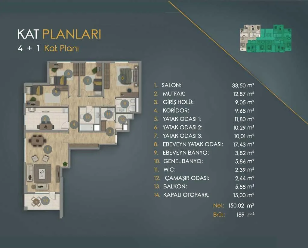 4+1 kat planı