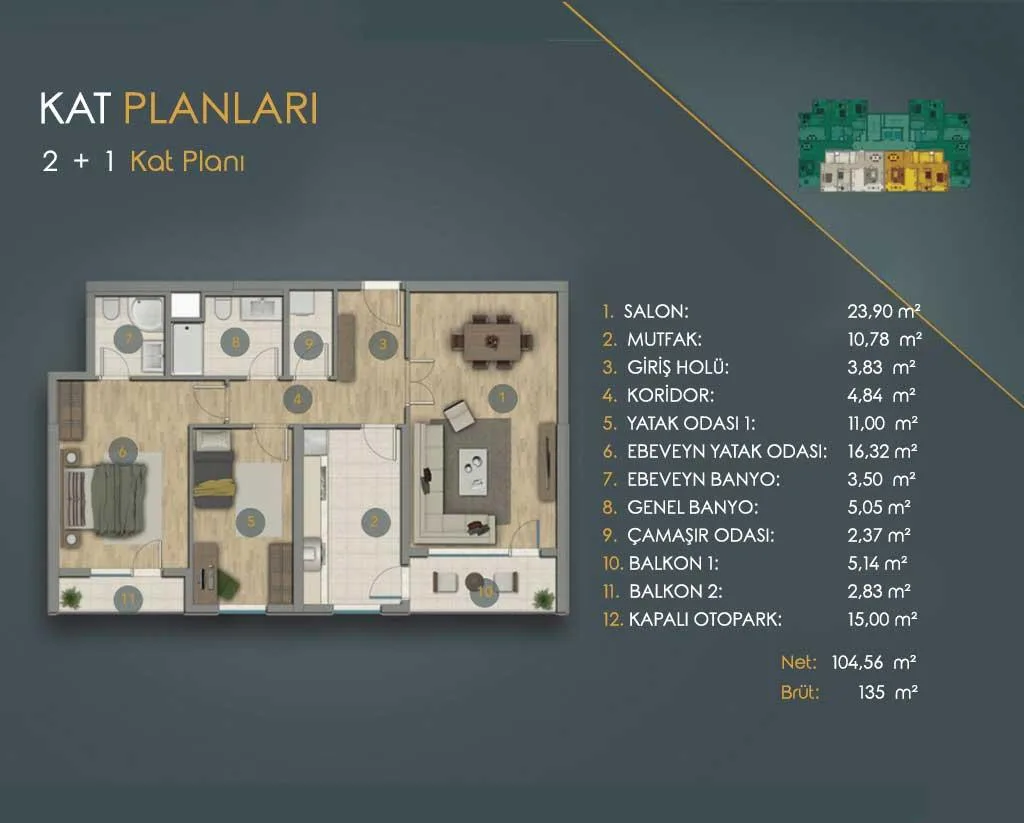 2+1 kat planı