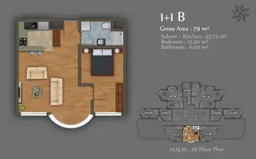 1+1 kat planı