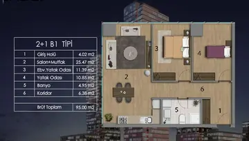 2+1 kat planı