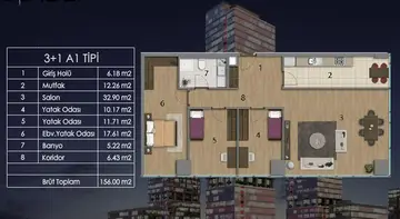 3+1 kat planı