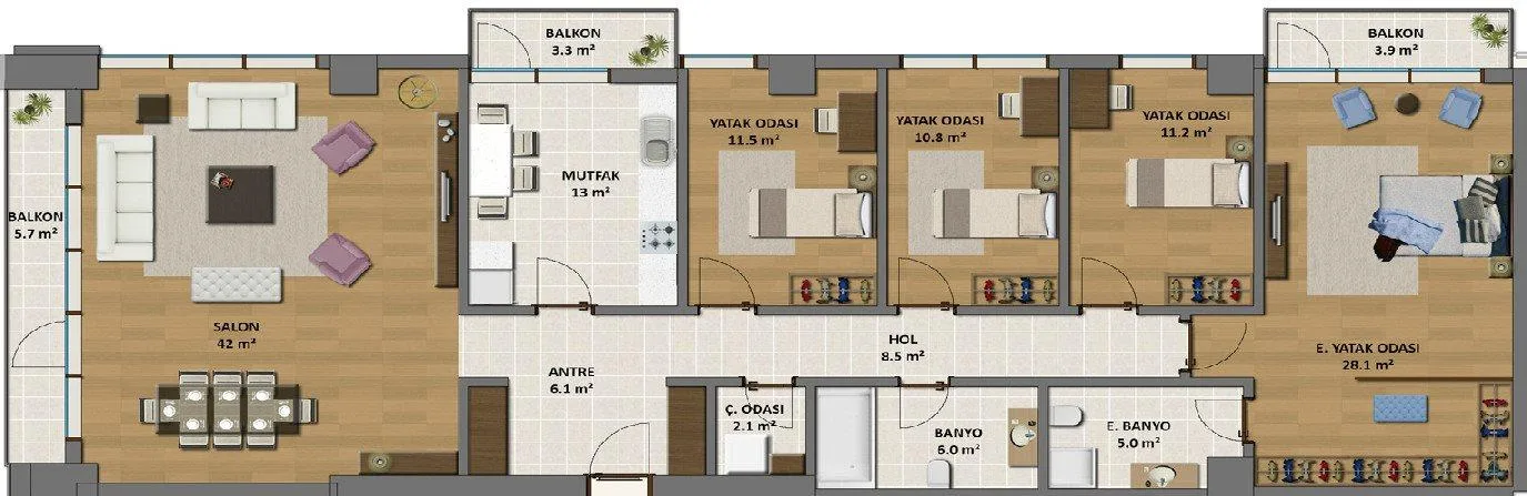 4+1 kat planı