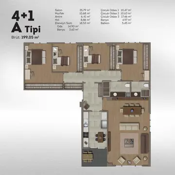 4+1 kat planı