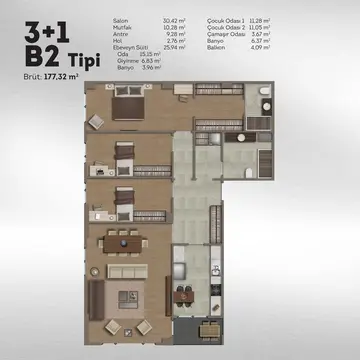 3+1 kat planı