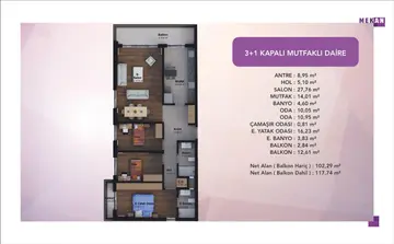 3+1 kat planı