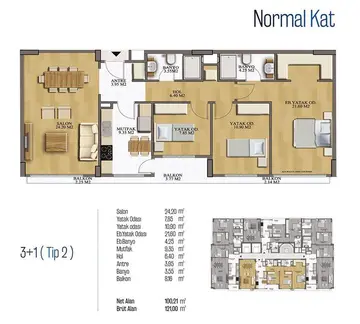 3+1 kat planı