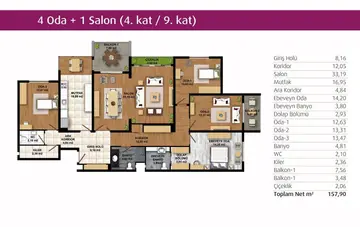 4+1 kat planı
