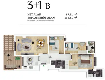 3+1 kat planı