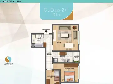 2+1 kat planı