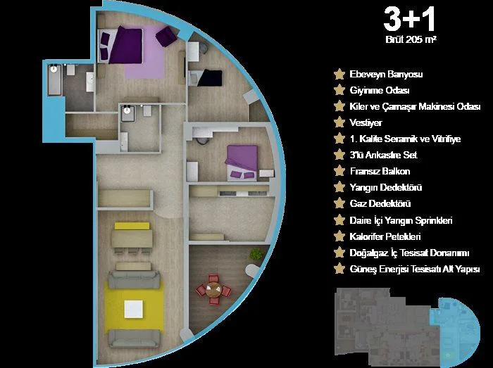 3+1 kat planı