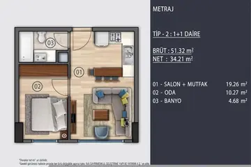 1+1 kat planı