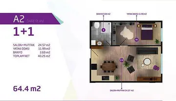 1+1 kat planı