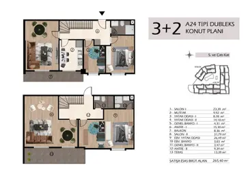 3+2 kat planı