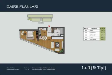 1+1 kat planı