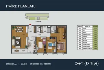 3+1 kat planı