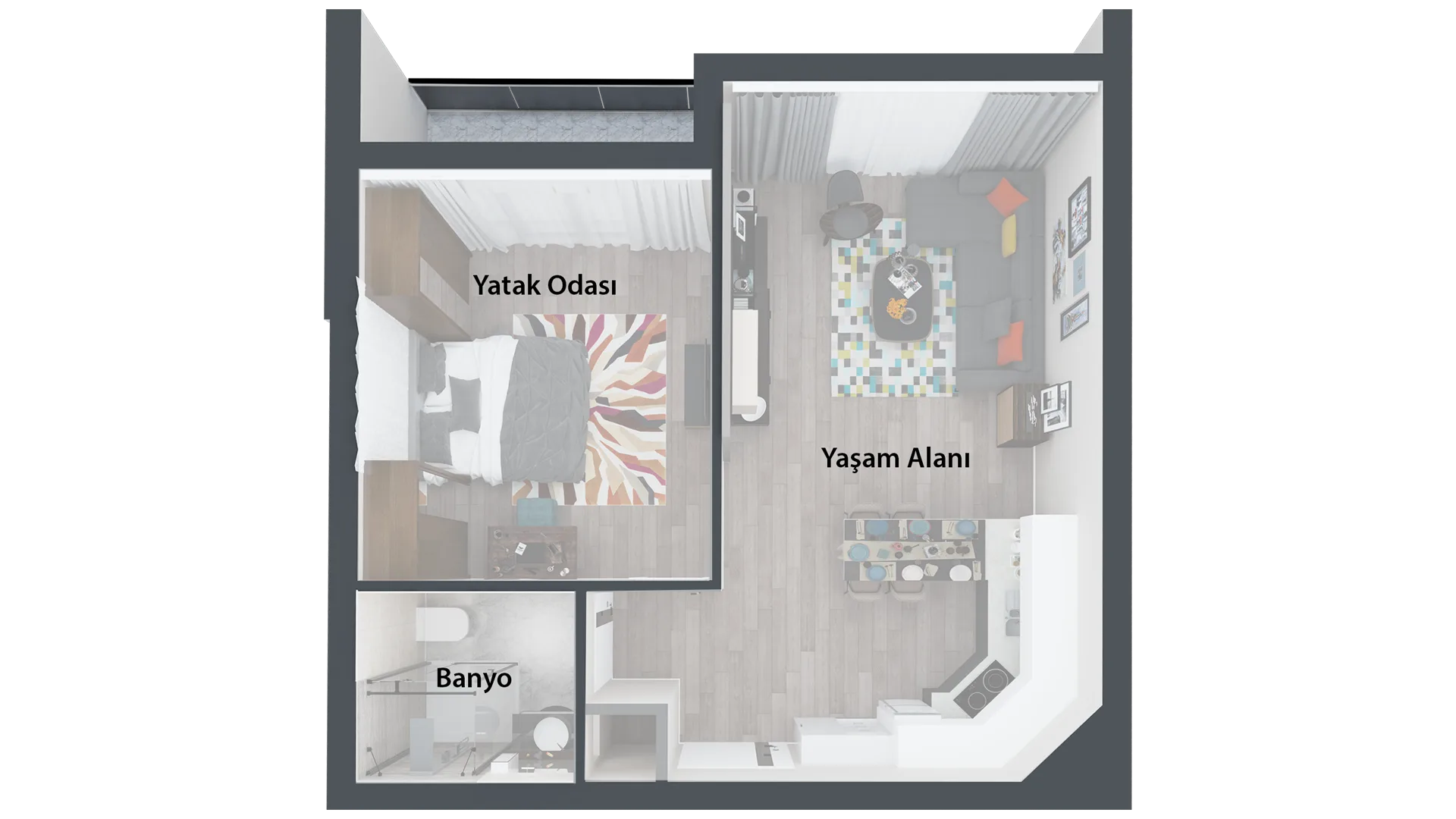 1+1 kat planı