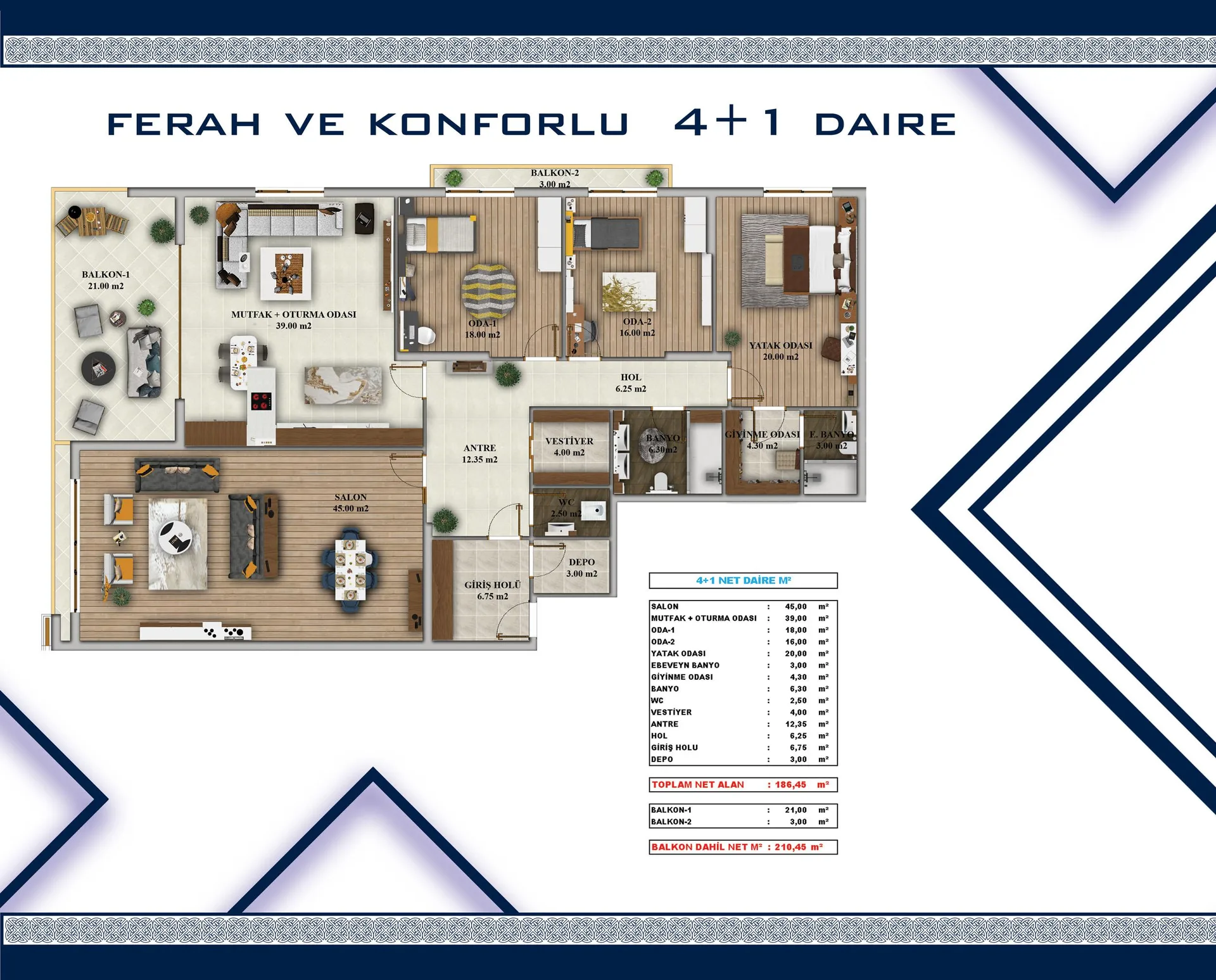 4+1 kat planı