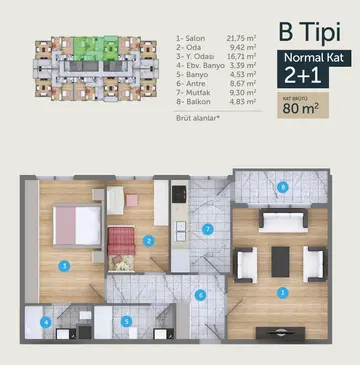 2+1 kat planı