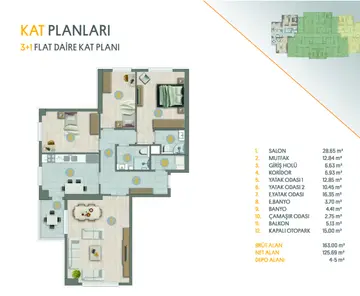 3+1 kat planı