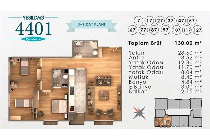 3+1 kat planı