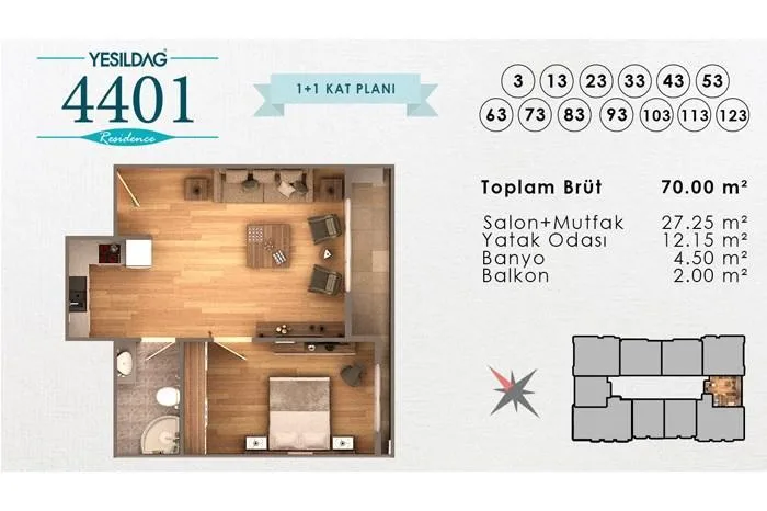 1+1 kat planı