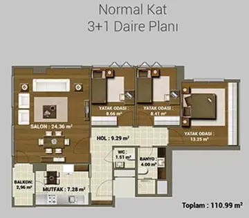 3+1 kat planı