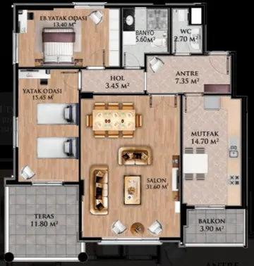 2+1 kat planı