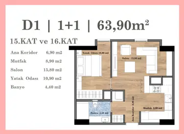 1+1 kat planı