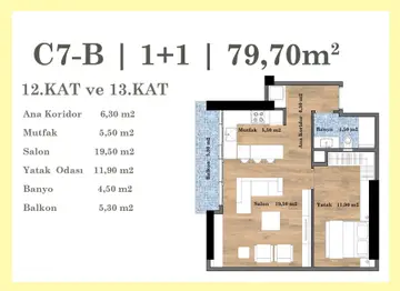 1+1 kat planı