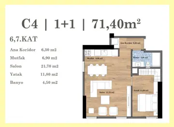 1+1 kat planı