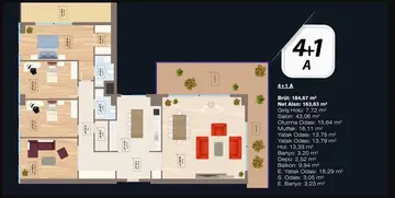 4+1 kat planı