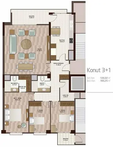 3+1 kat planı