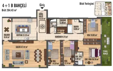 4+1 kat planı