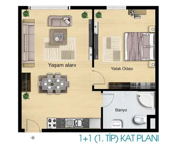 1+1 kat planı
