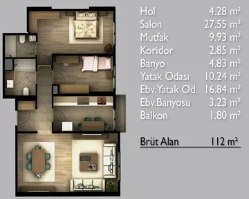 2+1 kat planı