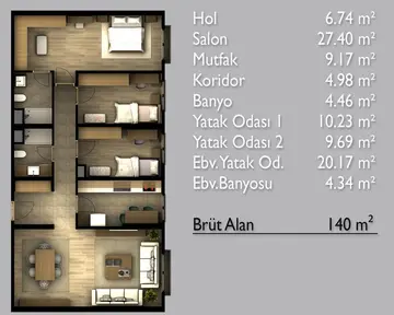 3+1 kat planı