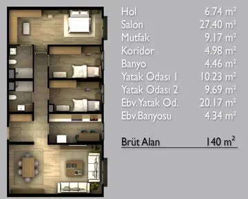 3+1 kat planı