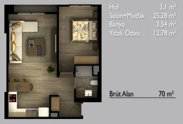 1+1 kat planı